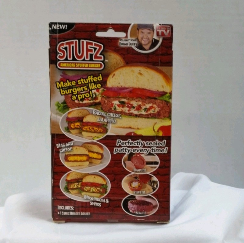 As Seen On TV STUFZ Burger Dishwasher Safe Stuffed Burger Press Red Plastic gallery