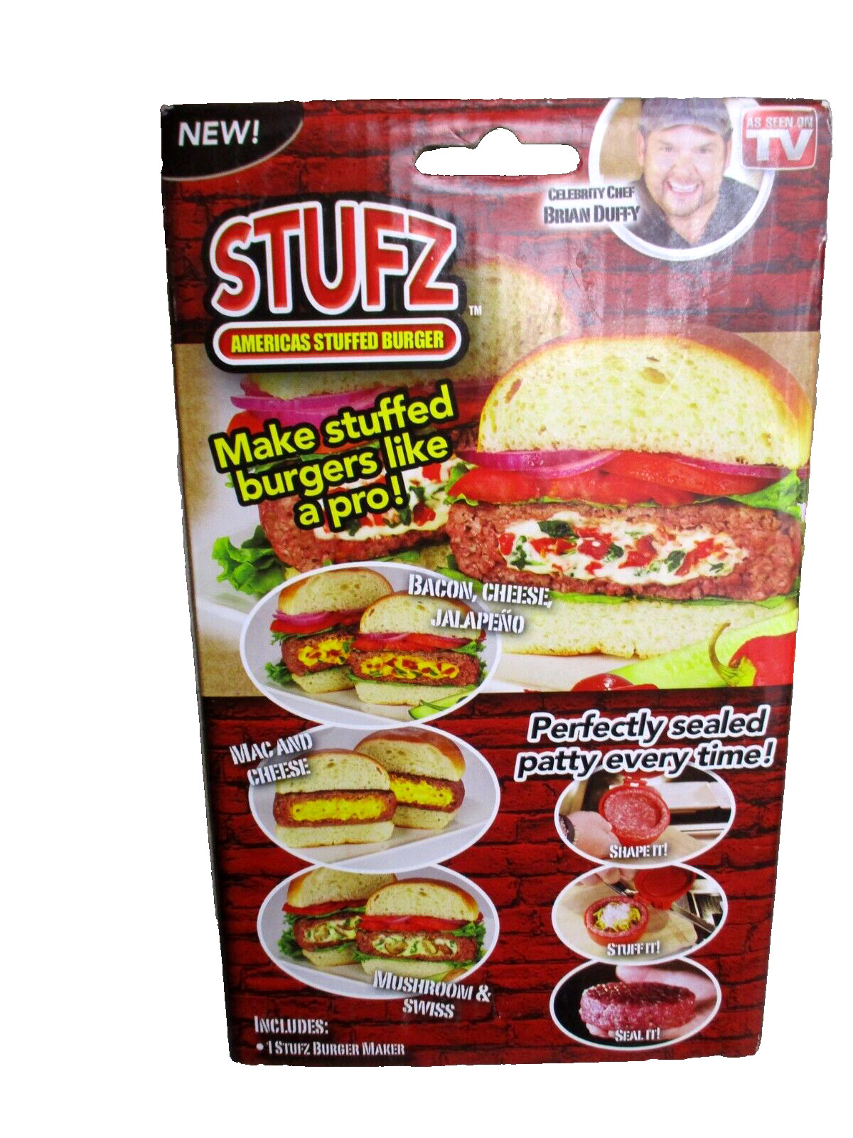 STUFZ Burger Stuffer Hamburger Maker Stuffed Patty Press BBQ As Seen On TV! NIB gallery