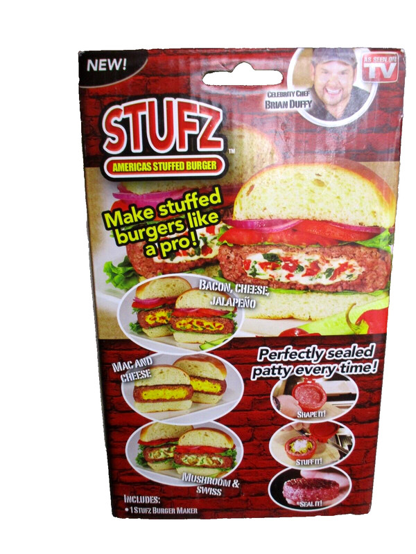 STUFZ Burger Stuffer Hamburger Maker Stuffed Patty Press BBQ As Seen On TV! NIB gallery