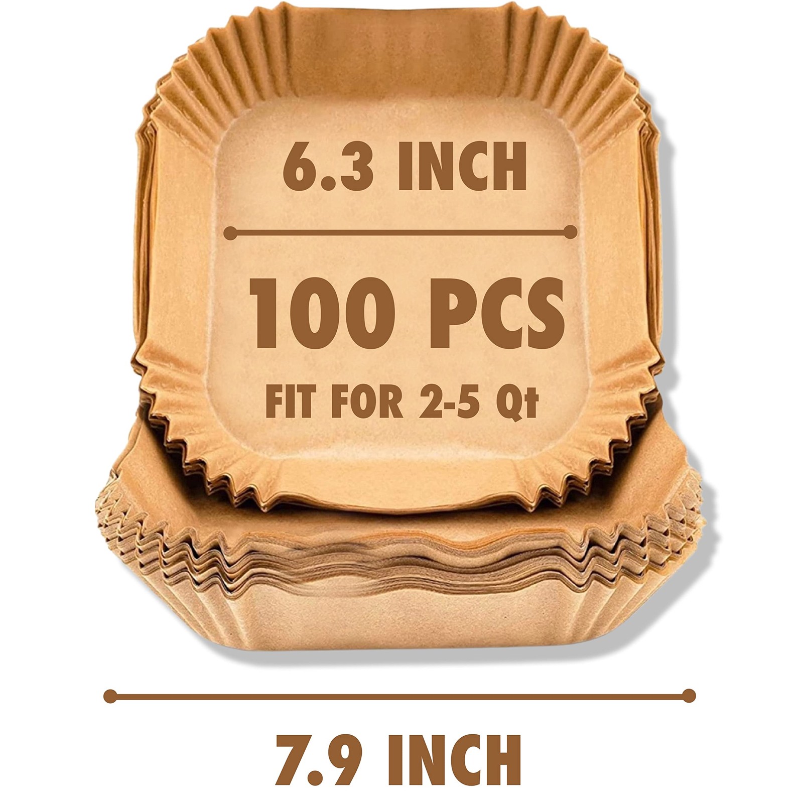 FINECE Air Fryer Liners Square, 100PCS for 2 to 5 Qt Square 6.3 in, Natural gallery