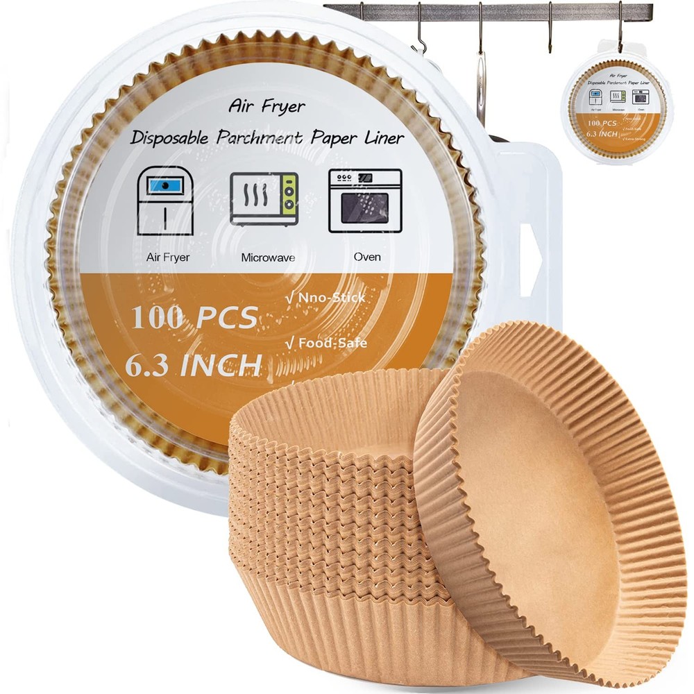 Air Fryer Liners Disposable 100 PCS-6.3 Round 7.9 (for 4-8 Qt), Natural