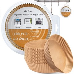 Air Fryer Liners Disposable 100 PCS-6.3 Round 7.9 (for 4-8 Qt), Natural