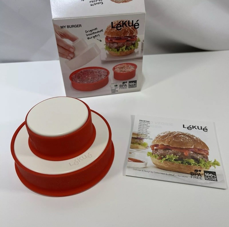 Lekue My Burger Stuffed Hamburger Patty Maker NEW Red BPA Free Silicone gallery
