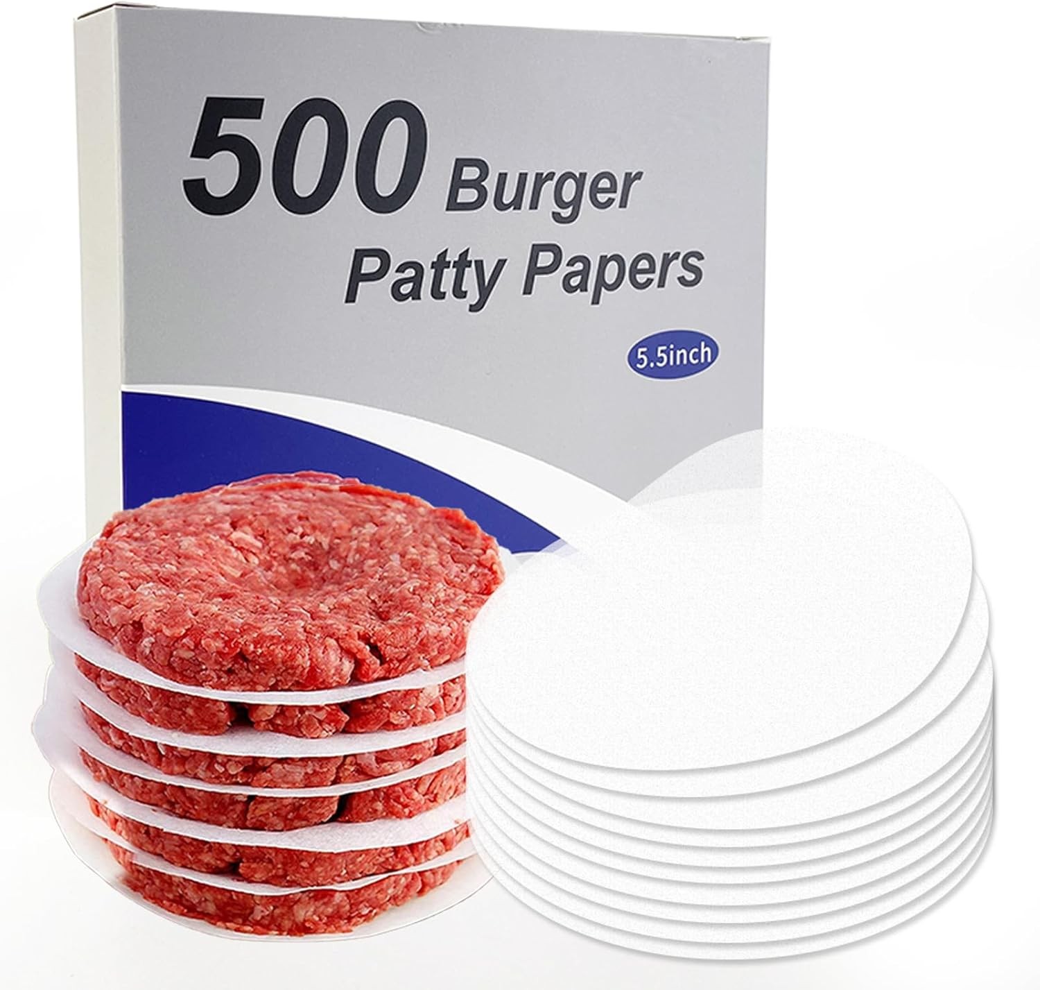 Burger Patty Paper Round 5.5 Inch Set of 500Pcs Non Stick inch, Red gallery
