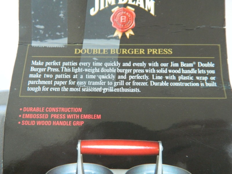 New Jim Beam Double Burger Press wsolid wood grip gallery