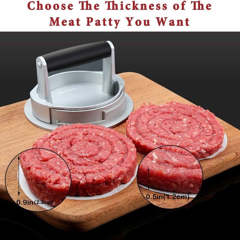 3 in 1 Adjustable Hamburger Burger Press Aluminum Patty Maker 100 PCS Papers gallery