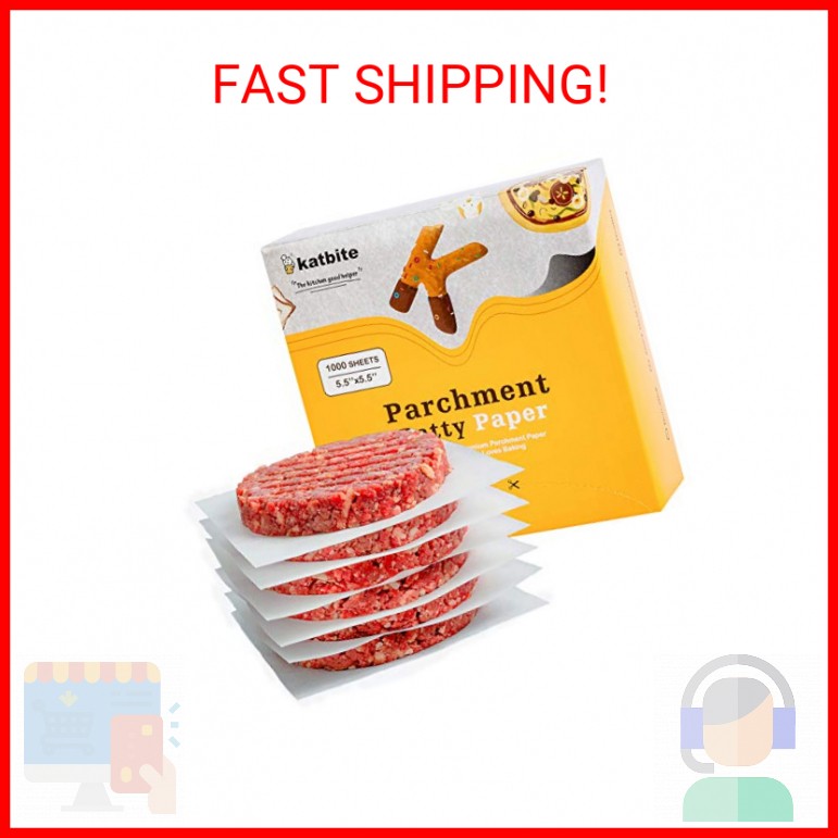 Katbite Hamburger Patty Paper 1000Pcs, 5.5"x5.5" Non Stick Parchment Paper Squar gallery