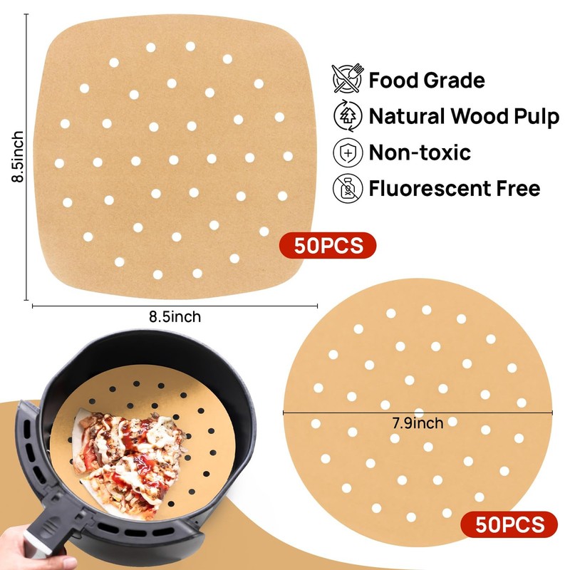 100 PCS Air Fryer Parchment Disposable Paper Liners - 8.5 inch, 7 Brown gallery