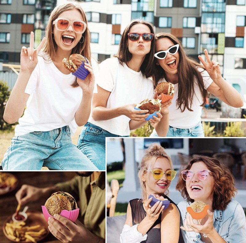 4Pcs Burger Fixed Box Tik Tok New Trends Hamburger Buns Burger Holder gallery