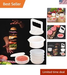 Durable Non-Stick Hamburger Press with Easy Clean Freezer Containers – 10 pcs