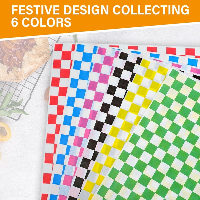 120Pcs Wax Paper Sheets for Food, 12 * 12 inches, Variety Colors -- 6 colors gallery