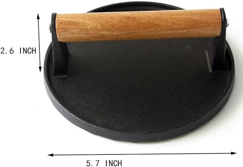 Round Cast Iron Grill Press - Ideal Tool for Cooking Perfect Smash Burgers gallery