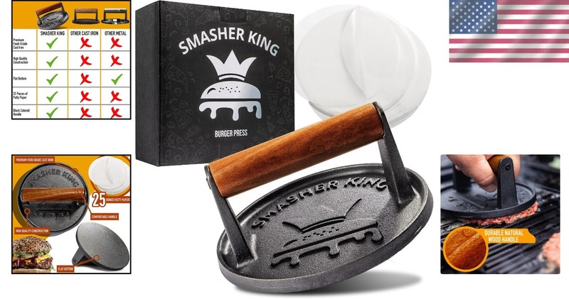 Cast Iron Smash Burger Press Kit gallery