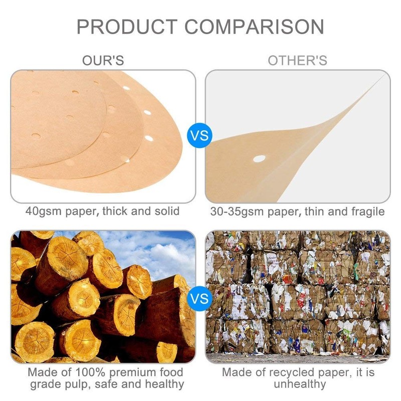 100pcs Unbleached Air Fryer Liners - 7.5 inches - Unbleached, Original Color gallery