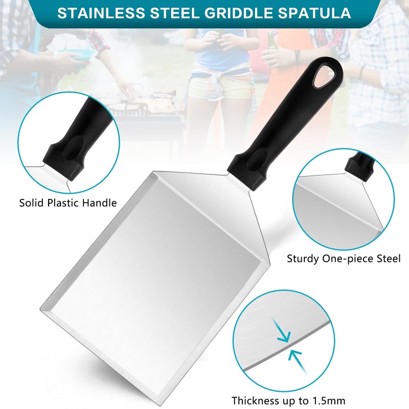 Hamburger Spatula & 7 Inch Round Burger Press Heavy Duty Griddle Metal Turner... gallery