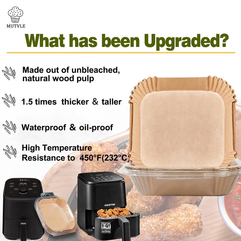 Small Air Fryer Liners for COMFEE' Compact 2.1 4.7''Square, Natural gallery