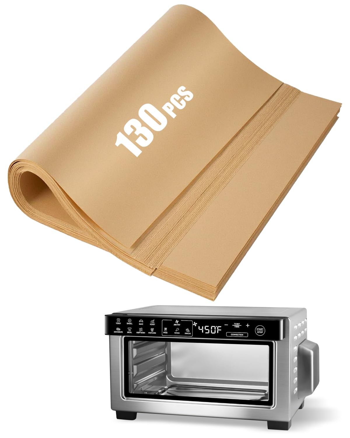 130PCs Air Fryer Paper For Gourmia Toaster Oven Digital Fryer, Burlywood gallery
