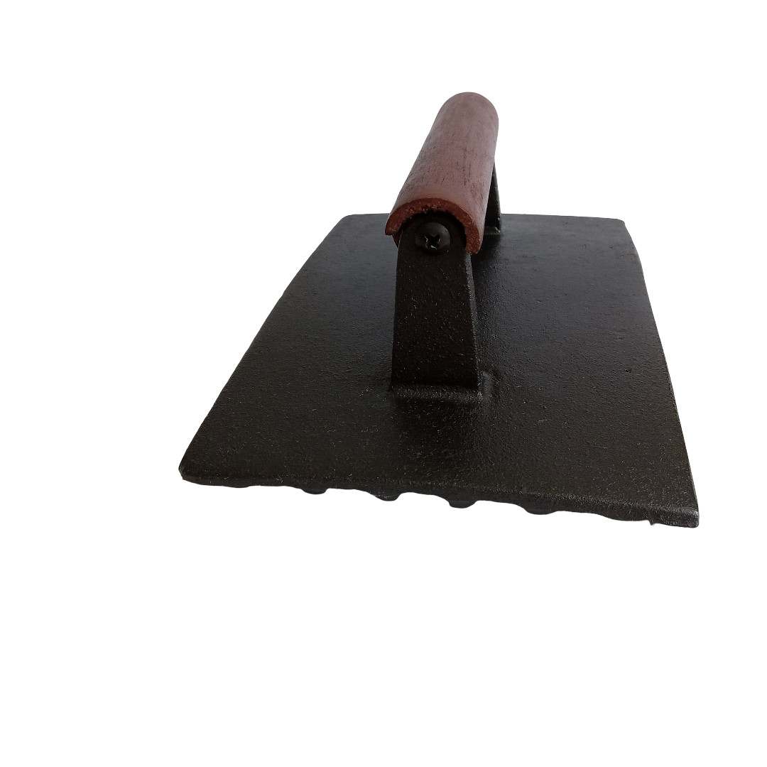 Cast Iron VTG Bacon Burger Press Wood Handle Black gallery