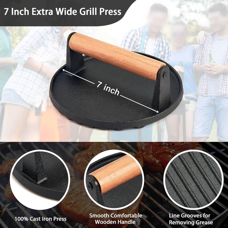 Heavy-Duty 2.6 lbs Cast Iron Press - Perfect for Indoor and Outdoor Chefs gallery