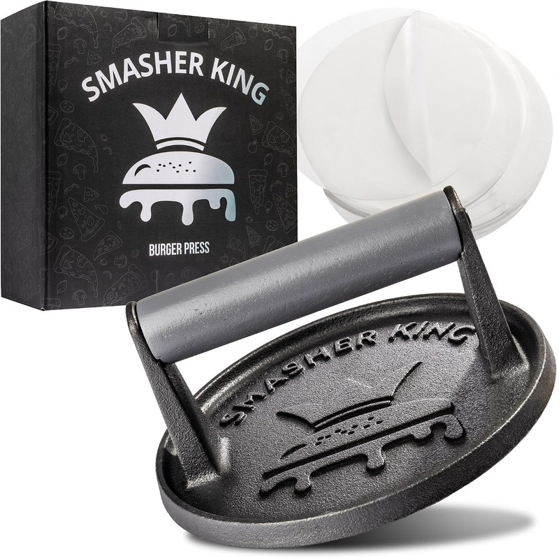 Versatile Cast Iron Burger Smasher – Heavy Duty Tool for Burger and Steak Lovers gallery