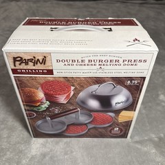 Parini Double Non-Stick Burger Press & Cheese Melting Dome 8.75″ New Open Box