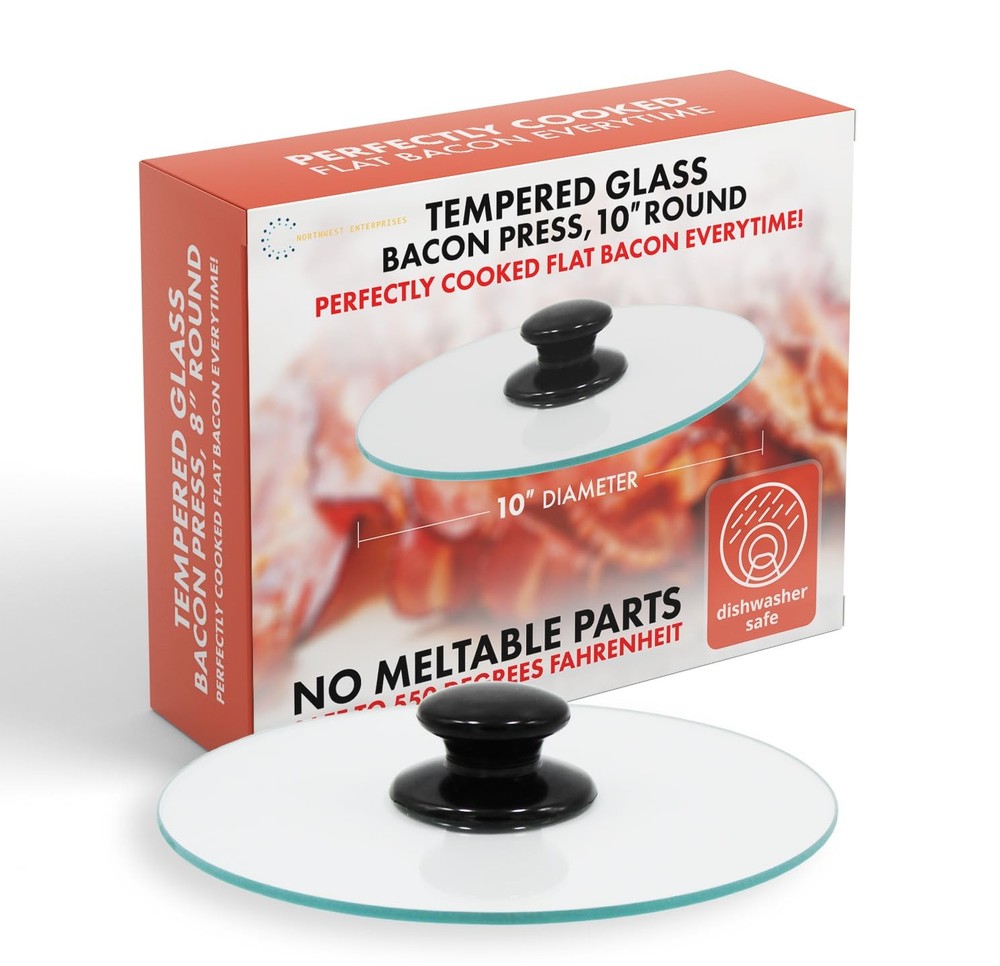 Bacon Press, Round Tempered Glass Bacon Press and Splatter Shield, Perfectly ...