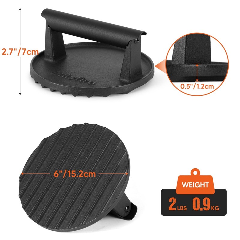 Cast Iron Grill Press Heavy-Duty Smash Burger Meat Steak with Handle for Griddle gallery