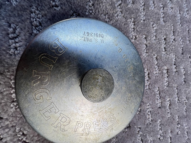 Vintage Heuck Burger Press Cast Aluminum Cinti 20.0 US Pat D191367 Kitchen gallery