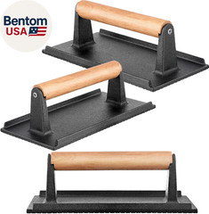 3 Pcs Cast Iron Grill Press 8 X 4 Inch Bacon, Burger and Sandwich Press for Grid