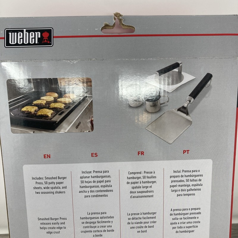 Weber Smashed Burger Set Burger Press Wide Spatula 2 Seasoning Shakers NIB gallery
