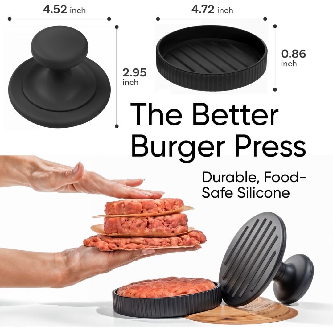 BRAVADIN Silicone Non-Stick Hamburger Press Patty Maker 1/3 lb with 100 Paper... gallery