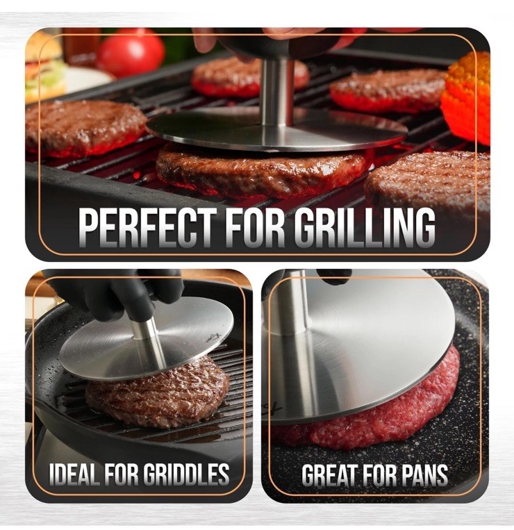 Duty Smash Burger Press Burger Smasher Hamburger Press Bacon Press 6" Heavy gallery