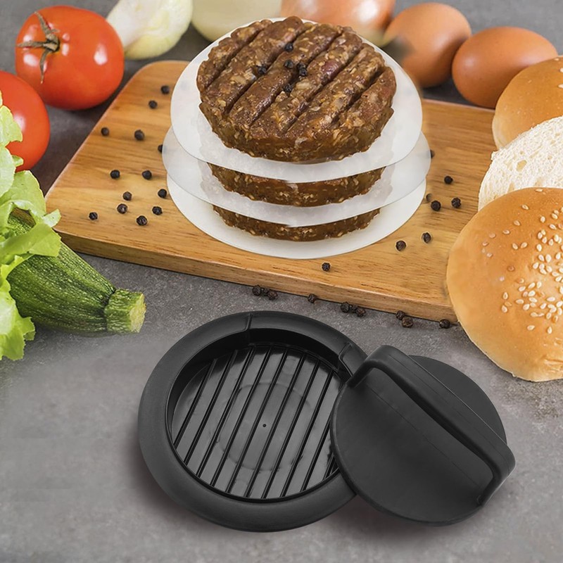 HiempTru Burger Press Patty Maker, Round Non-Stick Stuffed 1 PC, Black gallery