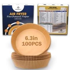 Air Fryer Disposable Paper Liner- 100 Pcs Non Round-6.3”(100 pcs), Natural
