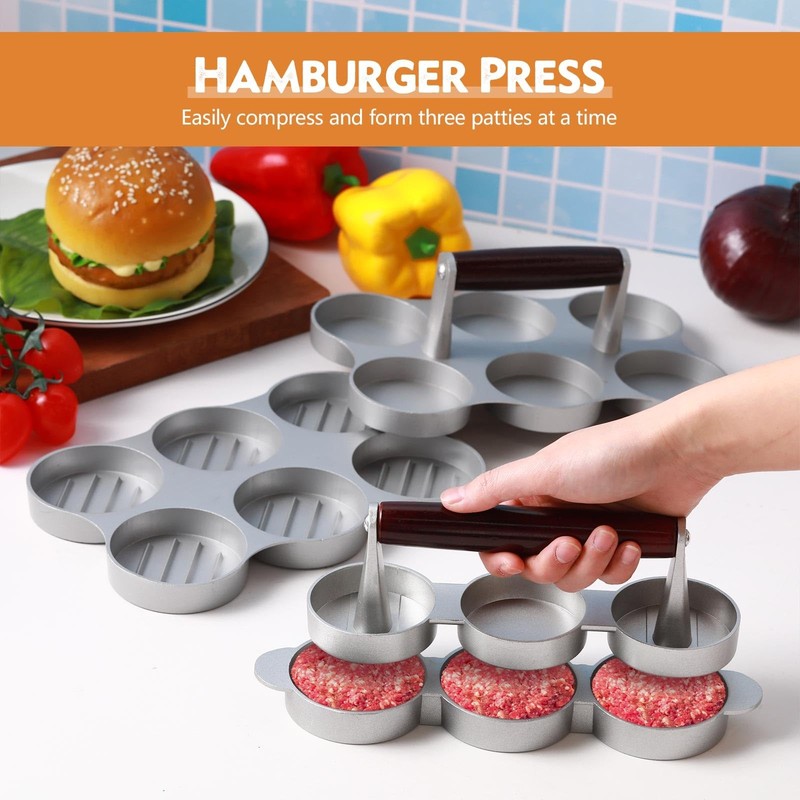 2 Burger Press Patty Maker Mini Meat Sausage Press 6 Slot and 3 Slot Patty Ma gallery