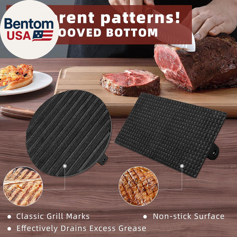 Burger Press Heavy-Duty Cast Iron Smashed Meat Steak Weight Grill Griddle Press gallery