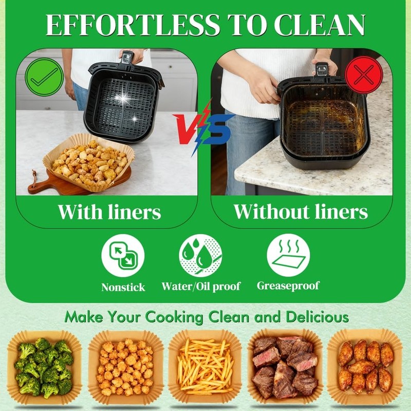 BYKITCHEN 300PCS Disposable Air Fryer Paper 8 inch for 5-8 QT-300PCS, Nature gallery