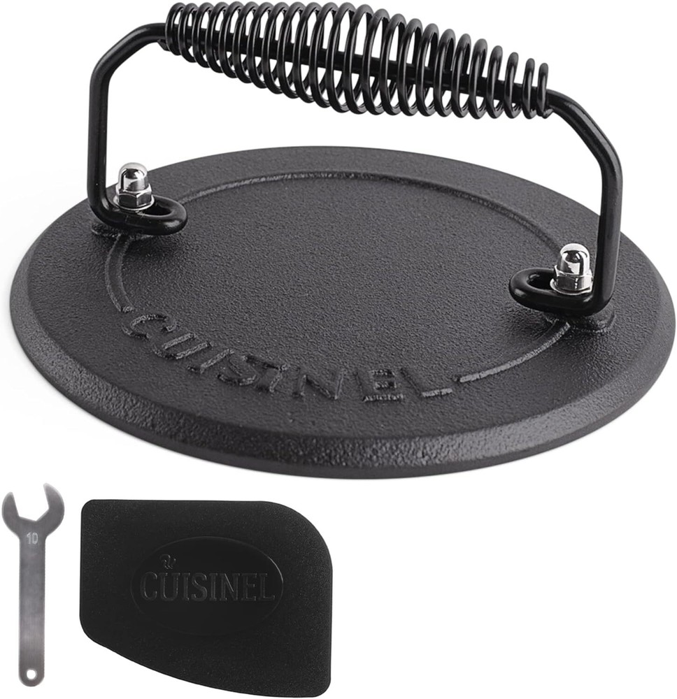 Grill Press Cast Iron Burger Press For Bacon Steak And Smashed Hamburgers 7.5" R