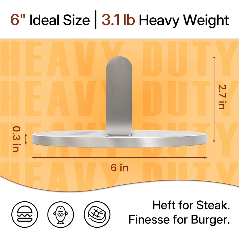 Burger Press, 6 Inch Heavy Duty Burger Smasher Tool, 3.1lb NonStick Smoot gallery