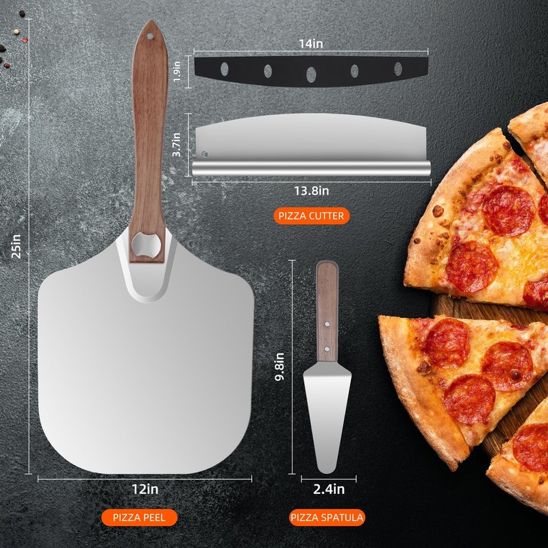Aluminum Pizza Peel 12x14" With Foldable Wooden Handle - Metal Paddle, Rocker... gallery