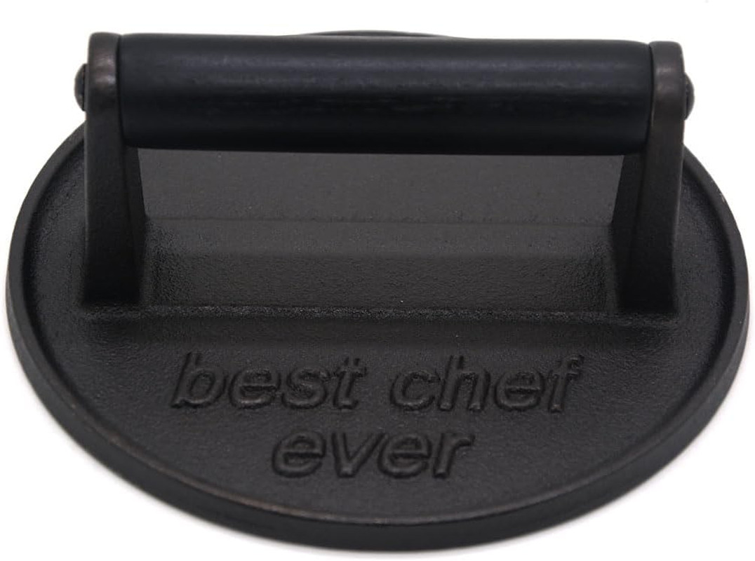 Best Chef Ever Heavy Duty Cast Iron Grill Press Burger Press Bacon Press Barbecu gallery