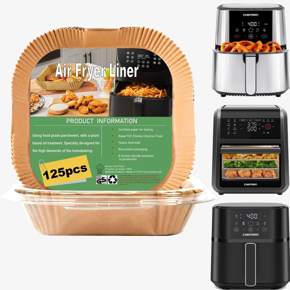 Air Fryer Liners Disposable for CHEFMAN Fryer, Power 9.5''square, Natural