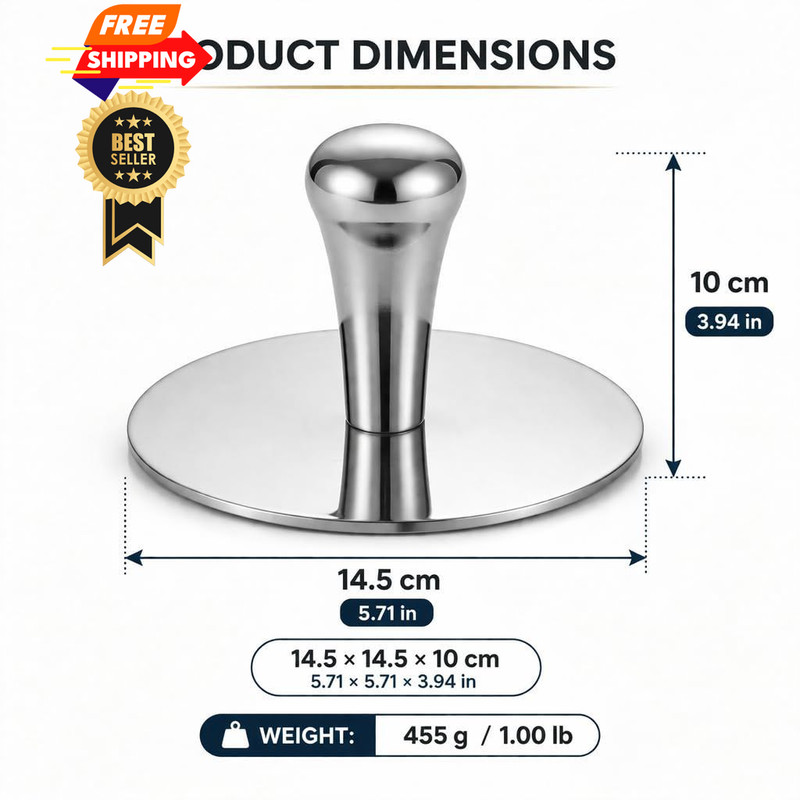 Wonderful Cuisine Premium Stainless Steel Smash Burger Press, gallery