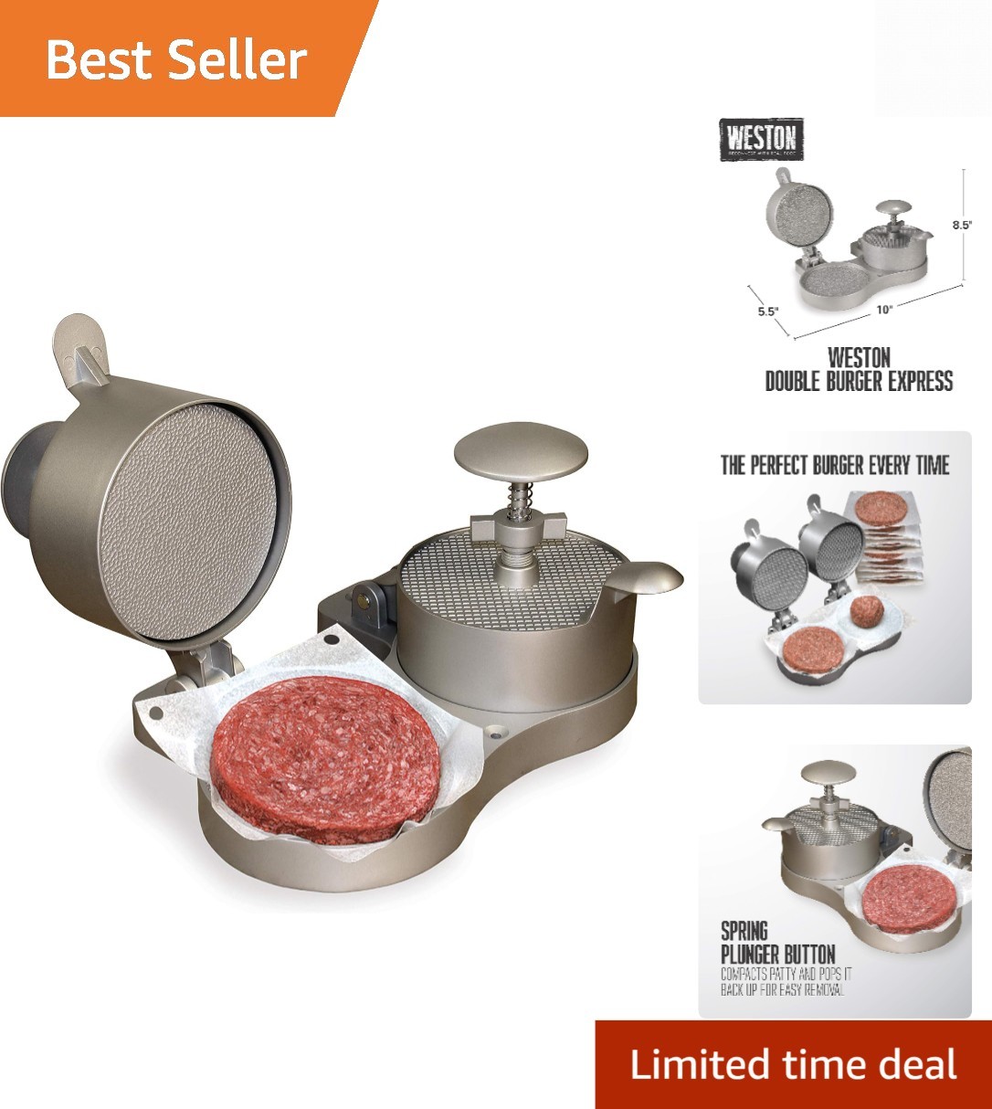 Burger Press, Makes 4 1/2" Diameter Patties for Hamburger, Crab Cakes, Sausag... gallery