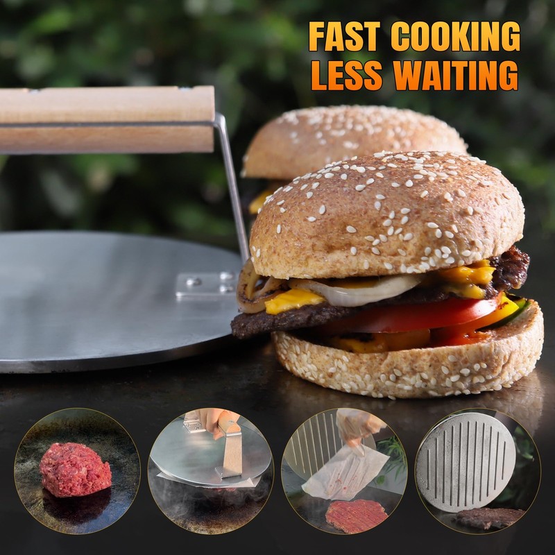 Professional-Grade 8.5-Inch Extra-Large Burger Press – Heavy Duty Stainless S... gallery