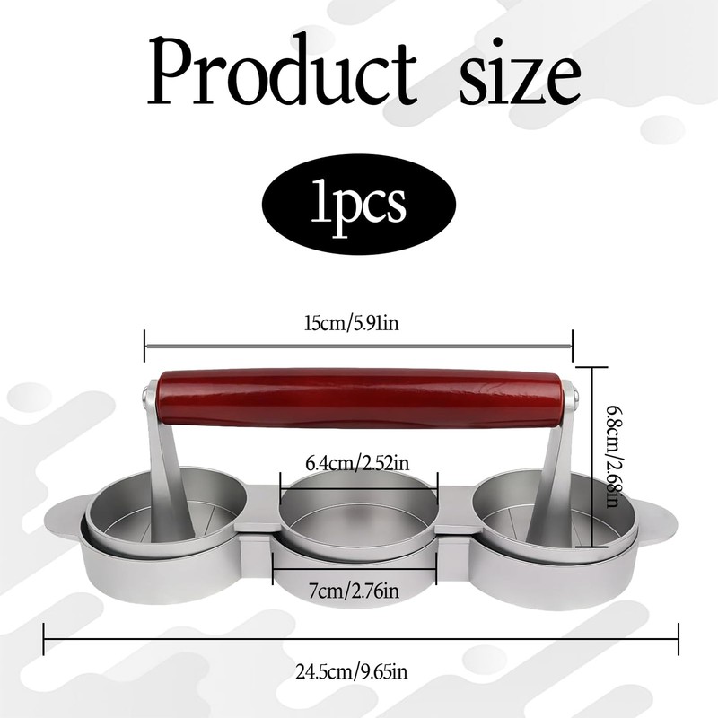 Sausage Patty Press Mini Burger Maker 3 Slots 2.64Inch Molds BBQ Camping gallery