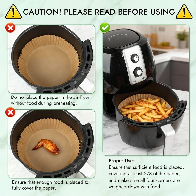BYKITCHEN 300PCS Disposable Air Fryer Liners 8 inch for 5-8 QT-300PCS, Nature gallery