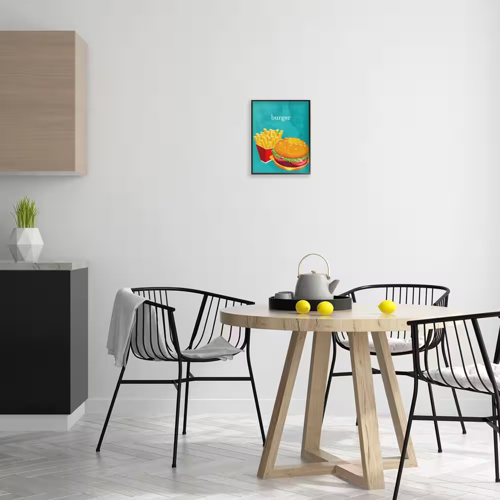 Satisfying Burger & Fries by Kim Allen Black Framed Food Giclee Art Print 14 In.