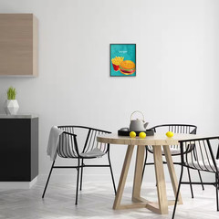 Satisfying Burger & Fries by Kim Allen Black Framed Food Giclee Art Print 14 In.