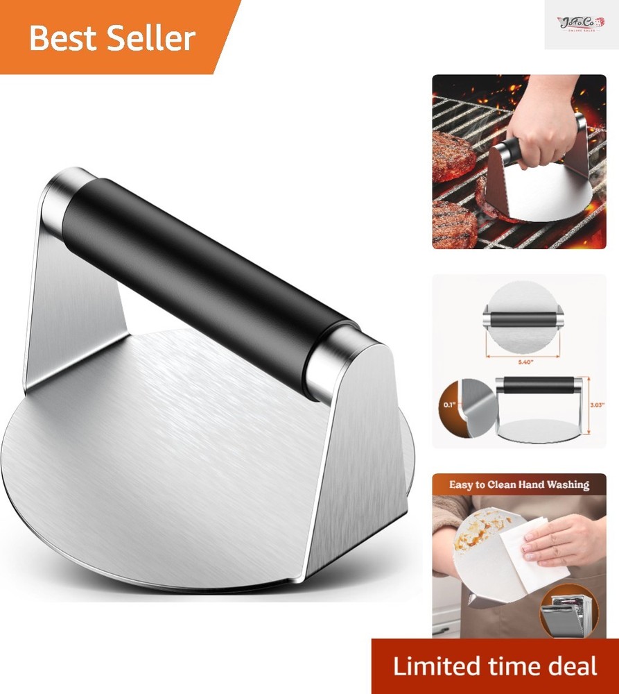 Versatile 5.5-Inch Stainless Steel Burger Smasher with Anti-Scald Handle